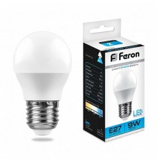 Лампа светодиодная LB-550 (9W) 230V E27 6400K G45  25806  FERON