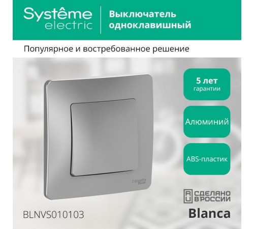 Blanca Алюминий С/У Выключатель 1-клавишный, 10А, 250B  BLNVS010103  SE
