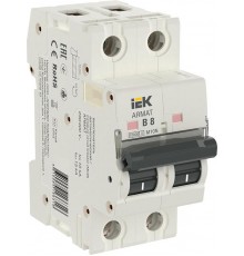 Выключатель автоматический двухполюсный M10N 2P B 8А 10кА ARMAT  AR-M10N-2-B008  IEK