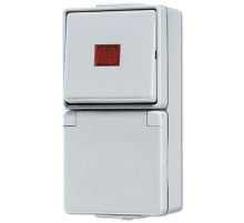 Штепсельная розетка SCHUKO для накладного монтажа с контрольным выключателем IP44  676KOW  Jung