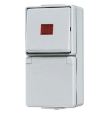 Штепсельная розетка SCHUKO для накладного монтажа с контрольным выключателем IP44  676KOW  Jung