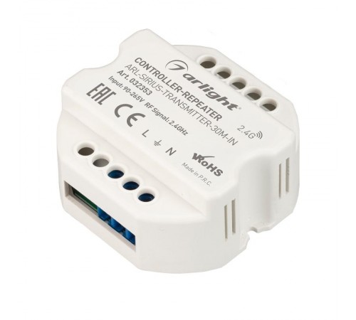 Контроллер-усилитель ARL-SIRIUS-TRANSMITTER-30M-IN (230V, 2.4G) (arlight, IP20 Пластик, 3 года)  032353  Arlight