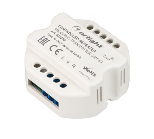 Контроллер-усилитель ARL-SIRIUS-TRANSMITTER-30M-IN (230V, 2.4G) (arlight, IP20 Пластик, 3 года)  032353  Arlight