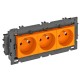 Розетка тройная 0° Modul45connect франц. стандарт, 250 В, 16A (оранжевый) (STD-F0C8 ROR3)  6120644  OBO Bettermann
