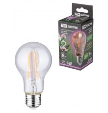 Лампа светодиодная для растений A60-8 Вт-230 В-E27-CL "ФИТО" 60*108 мм  SQ0340-0237  TDM