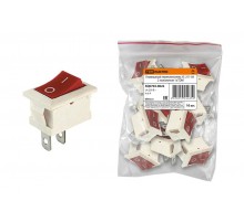 Клавишный переключатель YL-211-04 белый корпус красная клавиша 2 положения 1з  SQ0703-0022  TDM