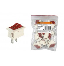 Клавишный переключатель YL-211-04 белый корпус красная клавиша 2 положения 1з  SQ0703-0022  TDM