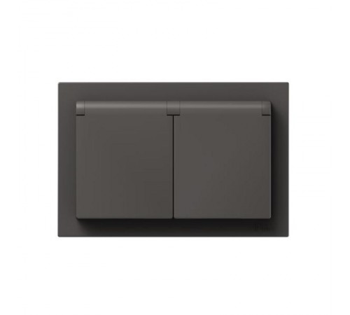 Механизм розетки двойной, 16А, IP44, с заземлением, со шторками, с рамкой, с крышками, мокко Эпика  UP1-SOM-211-44 EKF