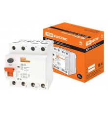 Выключатель дифференциальный (УЗО) ВД1-63 4п 80А 30мА тип AC  SQ0203-0047  TDM
