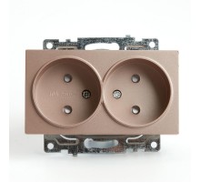 Розетка 2-местная с защитной шторкой (механизм) б/з, 250В, 10А, серия Катрин, GLS10-7113-02, шампань  39597  STEKKER