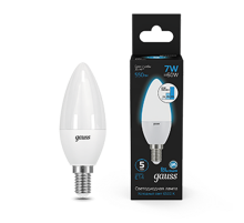Лампа светодиодная свеча 7W 550lm 6500К E14 шаг. диммирование LED1/10/100  103101307-S  Gauss