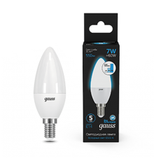 Лампа светодиодная свеча 7W 550lm 6500К E14 шаг. диммирование LED1/10/100  103101307-S  Gauss