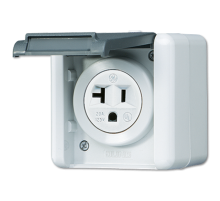 USA-стандарт NEMA, 2 полюса + заземление, 20А 125V~; для накладного монтажа  821-20USW  Jung