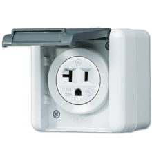 USA-стандарт NEMA, 2 полюса + заземление, 20А 125V~; для накладного монтажа  821-20USW  Jung