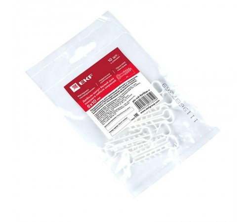 Дюбель-хомут (5х10 мм) для плоского кабеля белый (10 шт.) EKF PROxima  plc-cd-5x10w-r  EKF