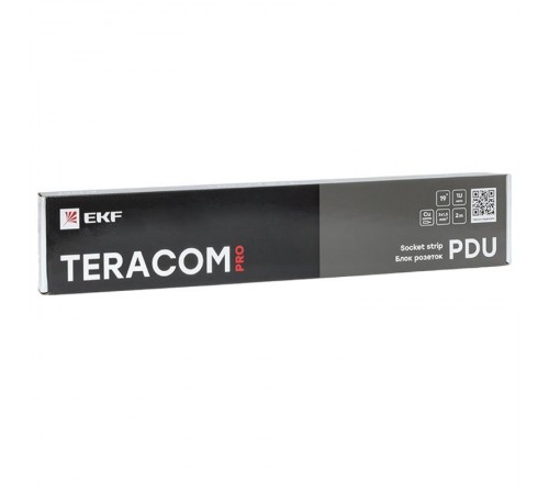 Блок розеток PDU TERACOM PRO 19" 1U 10А/250В 9 розеток Schuko 2 м 3x1,5 мм2 вилка C14  TRP-HPD-PL-10A-9SH-2MC14  EKF