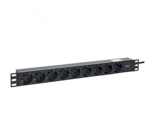 Блок розеток PDU TERACOM PRO 19" 1U 10А/250В 9 розеток Schuko 2 м 3x1,5 мм2 вилка C14  TRP-HPD-PL-10A-9SH-2MC14  EKF