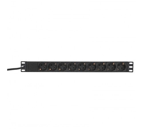 Блок розеток PDU TERACOM PRO 19" 1U 10А/250В 9 розеток Schuko 2 м 3x1,5 мм2 вилка C14  TRP-HPD-PL-10A-9SH-2MC14  EKF