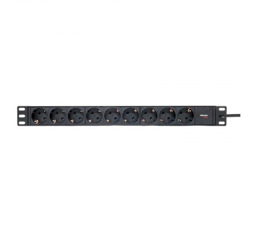 Блок розеток PDU TERACOM PRO 19" 1U 10А/250В 9 розеток Schuko 2 м 3x1,5 мм2 вилка C14  TRP-HPD-PL-10A-9SH-2MC14  EKF