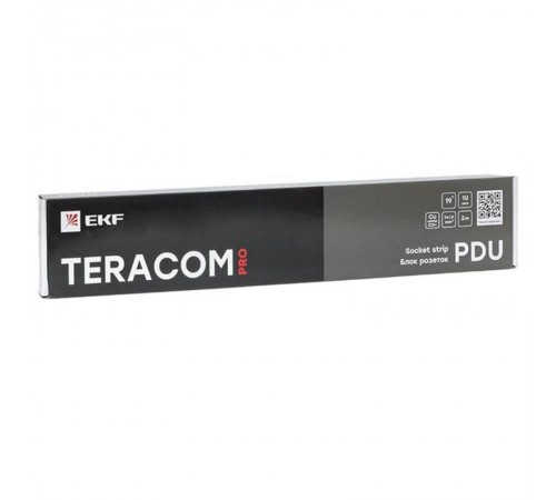 Блок розеток PDU TERACOM PRO 19" 1U 10А/250В 9 розеток Schuko 2 м 3x1,5 мм2 вилка C14  TRP-HPD-PL-10A-9SH-2MC14  EKF