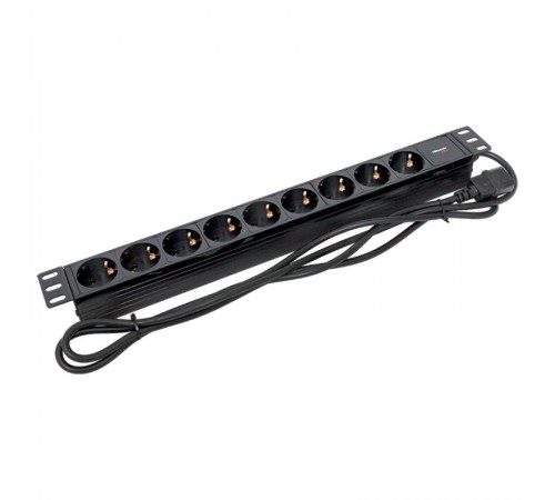 Блок розеток PDU TERACOM PRO 19" 1U 10А/250В 9 розеток Schuko 2 м 3x1,5 мм2 вилка C14  TRP-HPD-PL-10A-9SH-2MC14  EKF