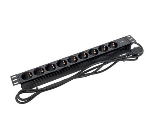 Блок розеток PDU TERACOM PRO 19" 1U 10А/250В 9 розеток Schuko 2 м 3x1,5 мм2 вилка C14  TRP-HPD-PL-10A-9SH-2MC14  EKF