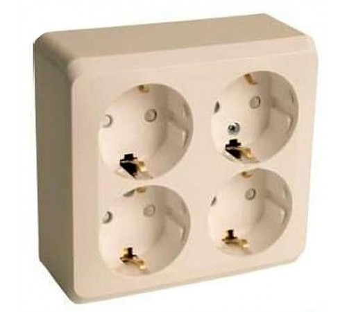 Этюд Кремовый О/У Розетка Розетка 4-ая с заземлением со шторками  PA16-208K  SE
