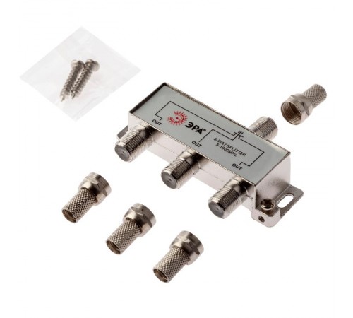 Делитель ТВ   D-F-05 3 ответвления под F разъём в комплекте 4 F разъёма 5-1000 МГц  Б0048324  ЭРА