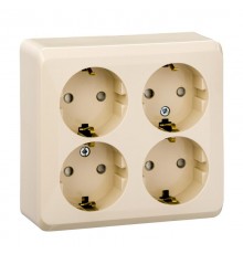 Этюд Кремовый О/У Розетка Розетка 4-ая с заземлением со шторками  PA16-208K  SE