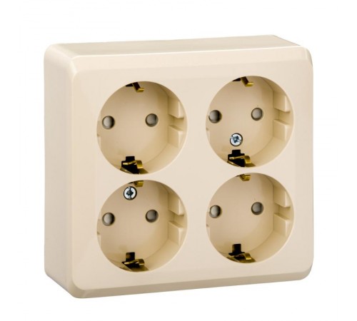 Этюд Кремовый О/У Розетка Розетка 4-ая с заземлением со шторками  PA16-208K  SE