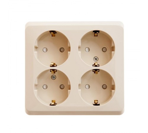 Этюд Кремовый О/У Розетка Розетка 4-ая с заземлением со шторками  PA16-208K  SE