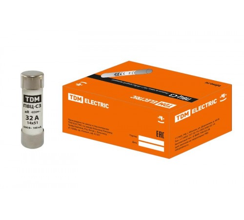 Вставка плавкая ПВЦ-С3 14х51 aR (быстродействующая) 32А  SQ0729-0052  TDM