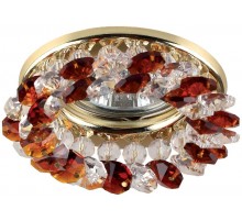 Светильник точечный декоративный DK16 GD/WH/T "круглый с мелкими хрусталиками" MR16,12V/220V, 50W, золото/прозр  C0043751  ЭРА