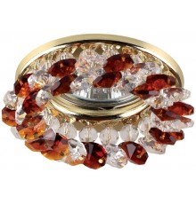 Светильник точечный декоративный DK16 GD/WH/T "круглый с мелкими хрусталиками" MR16,12V/220V, 50W, золото/прозр  C0043751  ЭРА