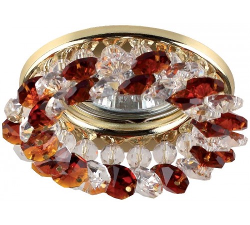 Светильник точечный декоративный DK16 GD/WH/T "круглый с мелкими хрусталиками" MR16,12V/220V, 50W, золото/прозр  C0043751  ЭРА