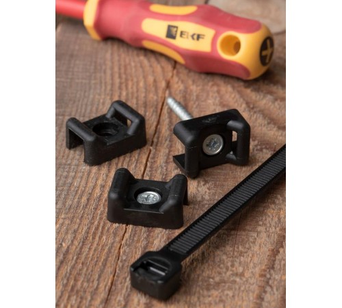 Площадка под хомуты (22x16) с монтажным отверстием М4 чёрная (100шт.) PROxima  pmo-22-16-b  EKF