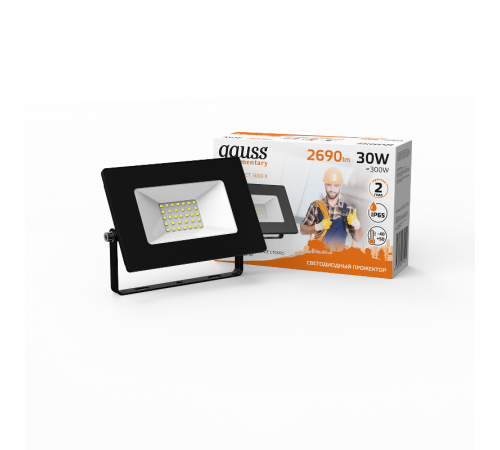 Прожектор светодиодный Gauss LED 30W 2000lm IP65 3000К черный  613527130  Gauss