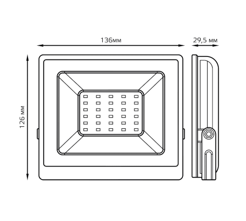 Прожектор светодиодный СДО LED 30Вт 6500К IP65 черный  613100330  Gauss