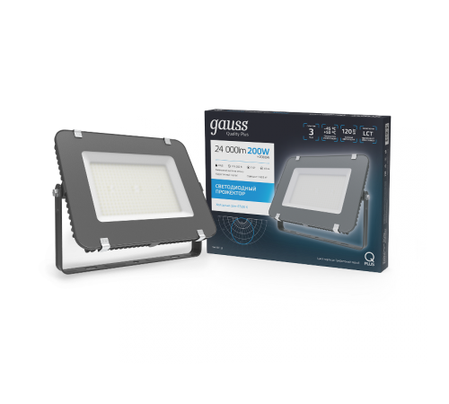 Прожектор светодиодный Qplus 200W 24000lm 6500K 175-265V IP65 графитовый LED 1/2  690511200  Gauss