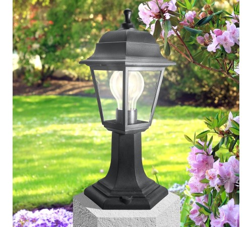 Светильник садово-парковый НТУ 04-60-001 , "Оскар" напольный четырехгранный черный  Б0048099  ЭРА