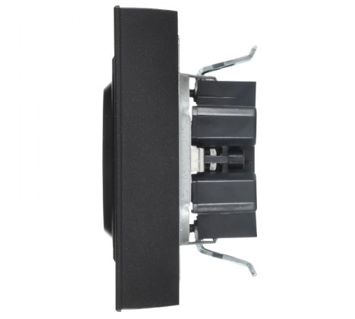 BRITE Розетка 2-местная с заземлением без защитных шторок плоская 16А в сборе РСПл12-3-БрЧ черный   BR-R27-16-K02-F  IEK