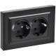 BRITE Розетка 2-местная с заземлением с защитными шторками плоская 16А в сборе РСшПл12-3-БрЧ черный   BR-R28-16-K02-F  IEK