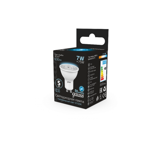 Лампа светодиодная LED 7Вт GU10 220В 4100К MR16  101506207  Gauss