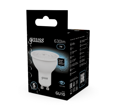 Лампа светодиодная LED 7Вт GU10 220В 4100К MR16  101506207  Gauss