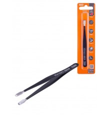 Пинцет прямой 120 мм, плоское жало 5 мм, нерж., антистатич. покр., блистер, "Рубин"  SQ1025-0809  TDM