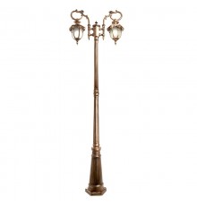 Светильник садово-парковый PL4048 столб шестигранный 2*60W 230V E27, черное золото  11428  Feron