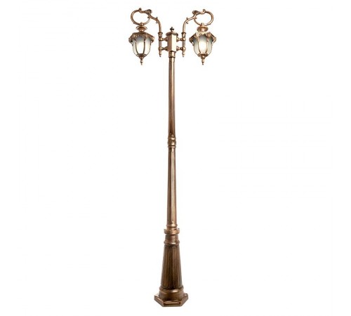 Светильник садово-парковый PL4048 столб шестигранный 2*60W 230V E27, черное золото  11428  Feron