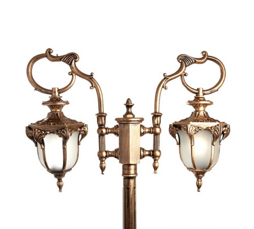 Светильник садово-парковый PL4048 столб шестигранный 2*60W 230V E27, черное золото  11428  Feron