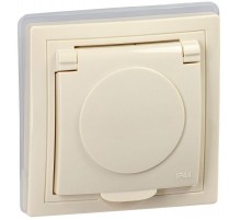 КВАРТА Кремовый Розетка 1-местная с заземлениемРСбш10-3-ККм-44 16А IP44  KV-R16-16-44-K33  GENERICA