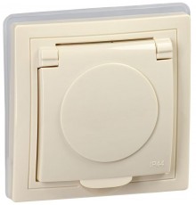 КВАРТА Кремовый Розетка 1-местная с заземлениемРСбш10-3-ККм-44 16А IP44  KV-R16-16-44-K33  GENERICA